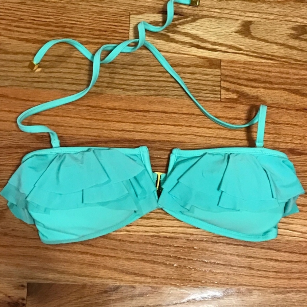 Women's Aqua Ruffle Bikini Top